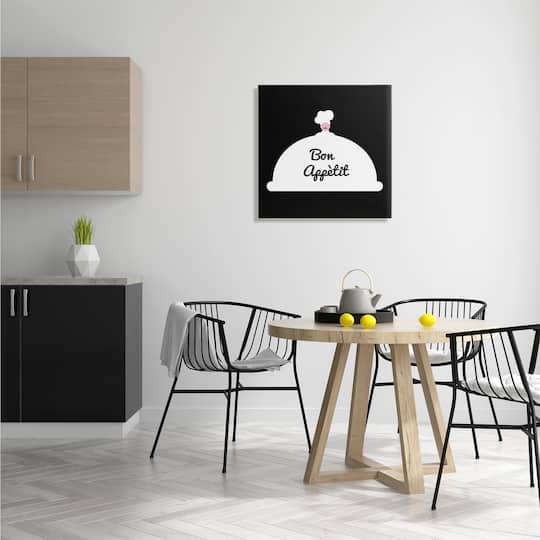Stupell Industries Bon Appetit Phrase Mustache Chef Modern Design Canvas Wall Art